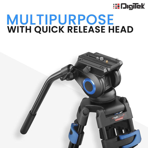 Digitek (DPTR 605 VD) (183 cm) Professional Heavy Duty Tripod, with 2 Way Adjustable Pan Head, for Digital Video Cameras, Maximum Operating Height: 6 Feet, Maximum Load Upto: 20 kgs (Black) - Digitek