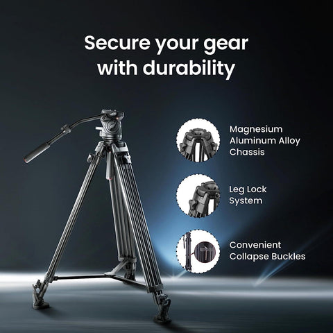 Digitek (DPTR 7080 VD) Platinum Heavy Duty Tripod with Professional Pan Head with Quick Release Plate Maximum Operating Height: 1984 mm, Max Load Upto: 15 kgs - Digitek