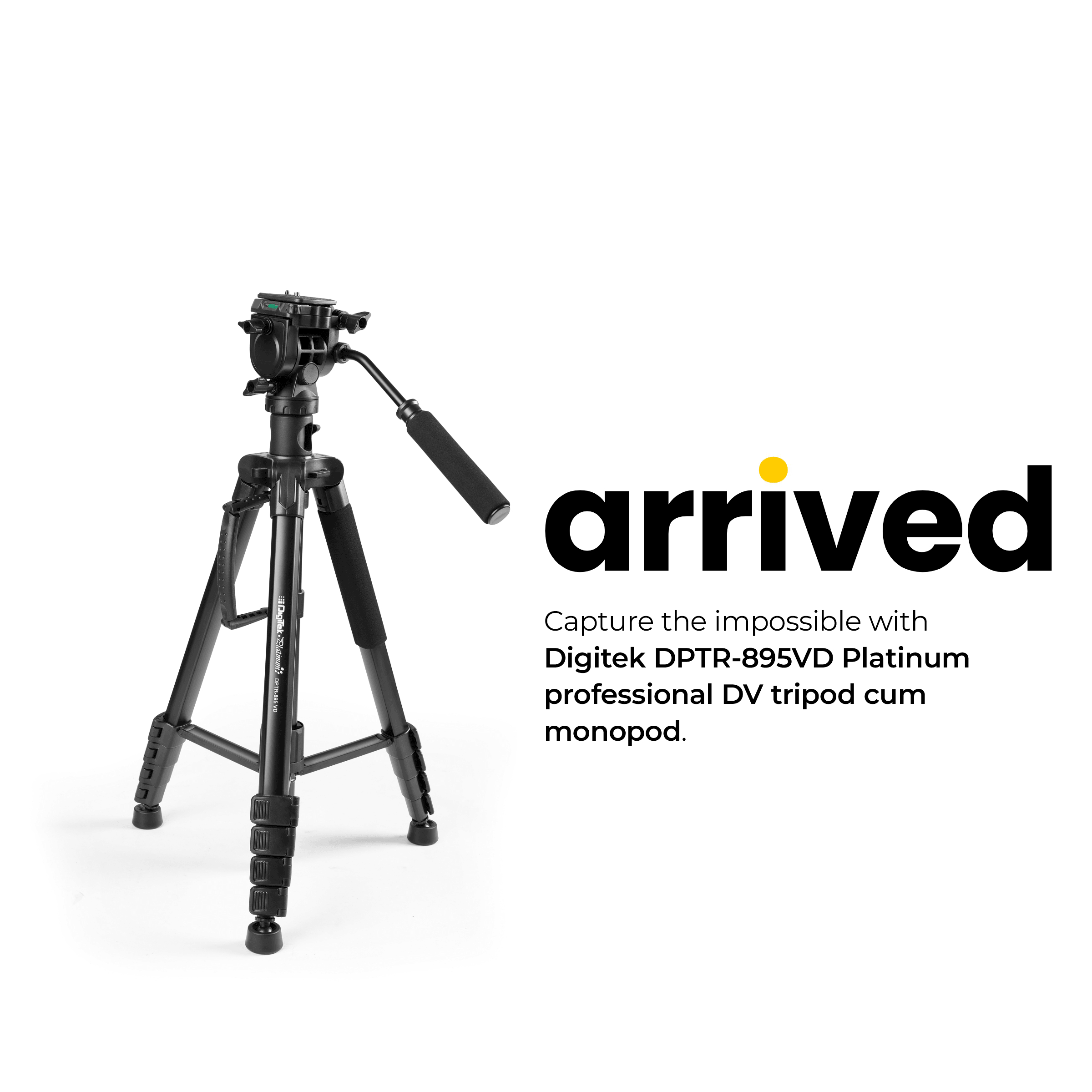 Digitek (DPTR 895VD) Professional Tripod CUM Monopod with Multipurpose Head for Low Level Shoot & Panning for Photography, Videography Suitable for DSLR, DV Camera, Binocular Max Height (6.39Feet) & Max Load 4 to 5 kg. - Digitek