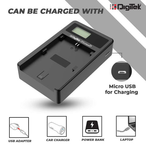 Digitek (DPUC 012S LP-E6) Battery Charger for Canon EOS 5D Mark II, 5D Mark III, 7D Mark II, 7D Mark III & 60D Cameras. DPUC 012S (LCD MU) LPE6 - Digitek