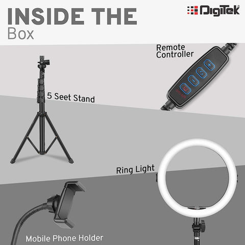 Digitek (DRL 12C) Professional (12 inch) LED Ring Light with Tripod Stand for Mobile Phones & Camera - Digitek
