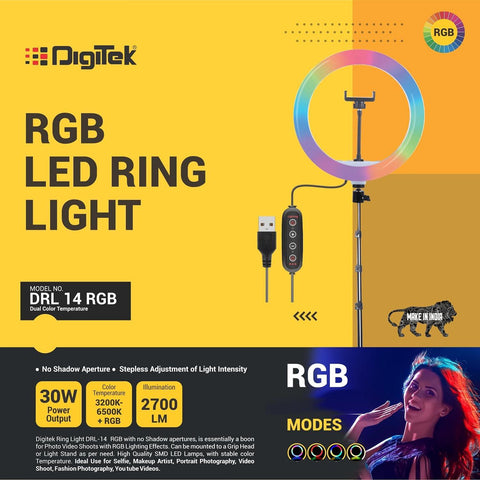 Digitek (DRL-14 RGB) 31cm LED Ring Light for Photo & Video Shoot Live Stream & More - Digitek