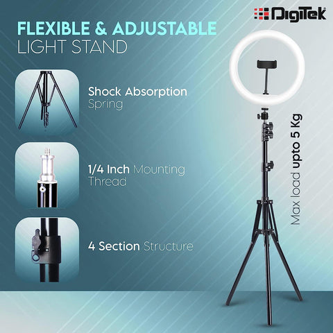 Digitek (DRL-14C) Professional (31cm) Dual Temperature LED Ring Light with Tripod Stand & Mini Tripod for YouTube, Photo-Shoot, Video Shoot, Live Stream, Makeup, Vlogging & More - Digitek