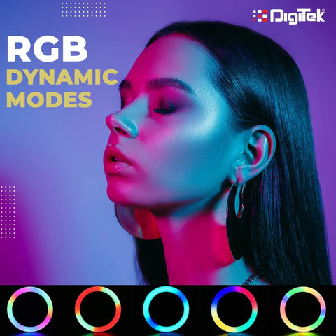 Digitek (DRL-18 RGB) RGB LED Ring Light 46cm for YouTube | Photo-Shoot | Video Shoot | Live Stream | Makeup & Vlogging | Compatible with iPhone/Android Phones & Camera - Digitek