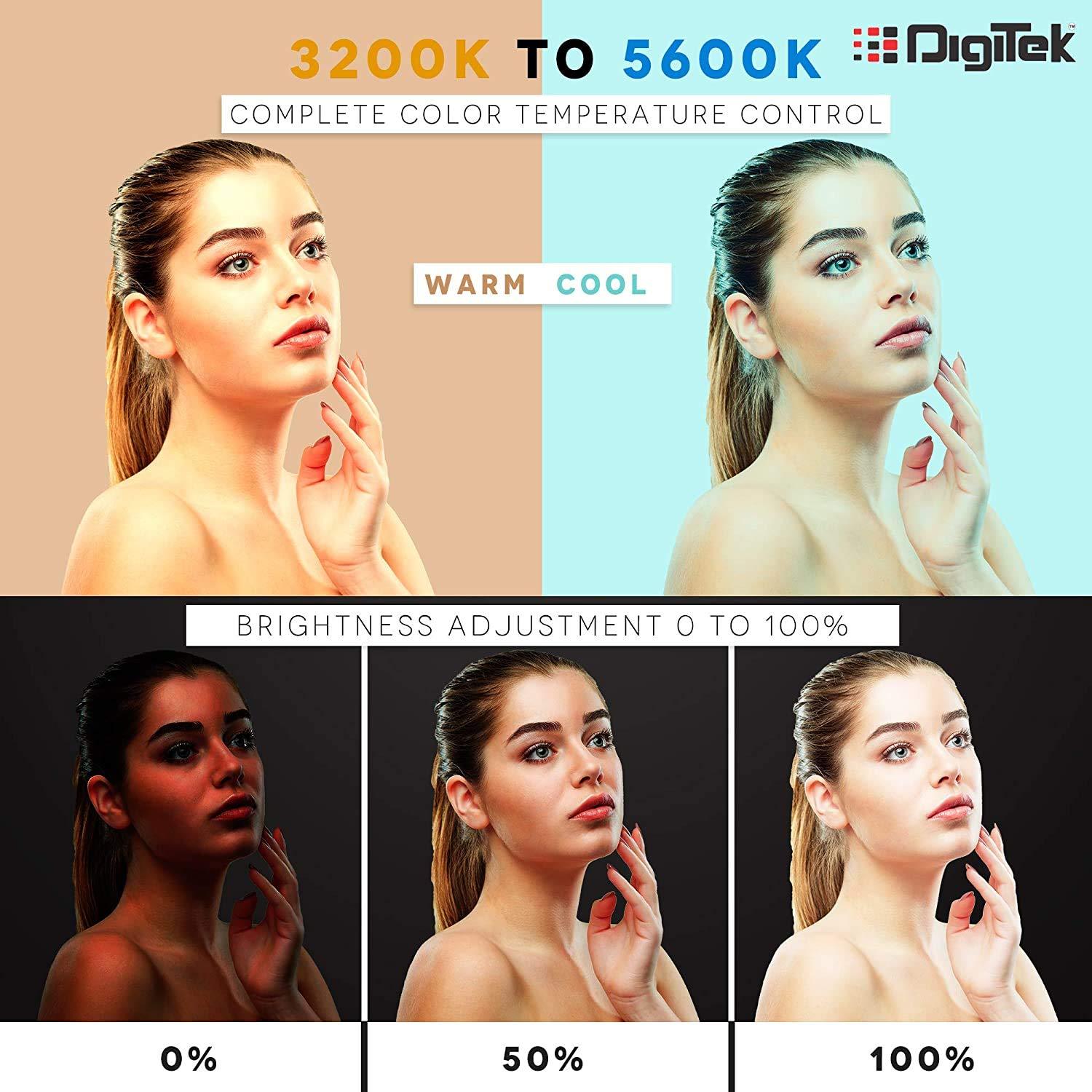 Digitek (DRL-18HC9) Professional 18" inch Ring Light with Stand | 2 Color Modes Dimmable Lighting | for YouTube Photo/Video Shoot Makeup & More | Compatible with iPhone/Android Phone & Camera, Black - Digitek