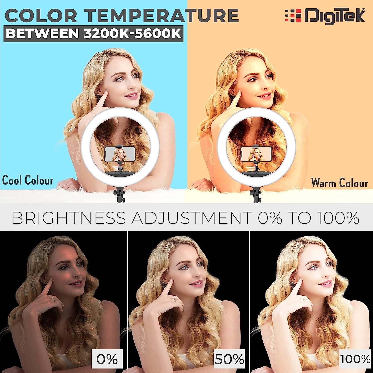 Digitek (DRL-18R) LED Ring Light with Remote & No Shadow Apertures | Ideal for Make-up Artists & Fashion Photographers, Video Shoot, You Tube Videos & More - Digitek