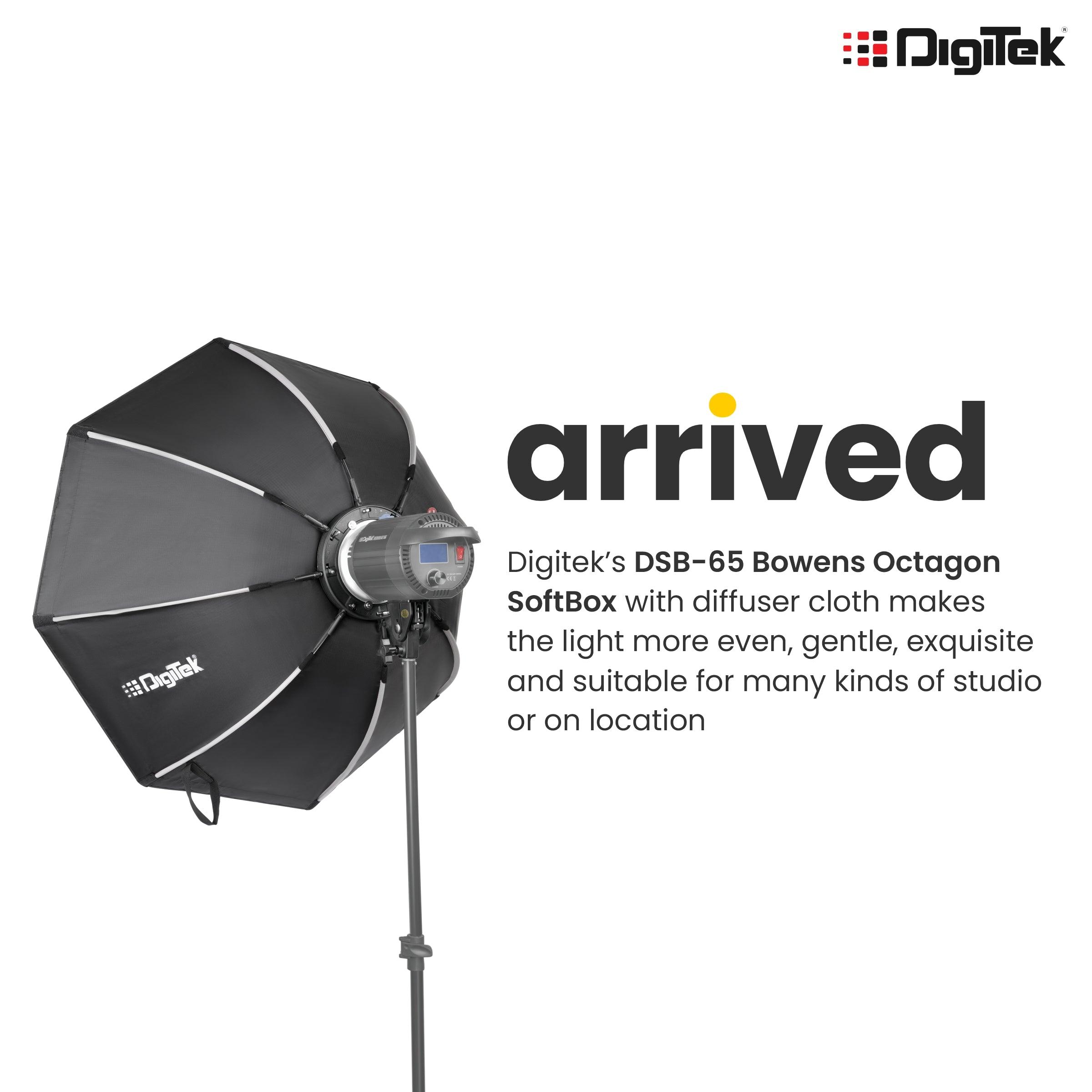 Digitek (DSB-65 Bowens) Octagon Soft Box with Bowens Mount Lightweight & Portable Soft Box Comes with Diffuser Sheets | Carrying Case. DSB-65 Bowens - Digitek