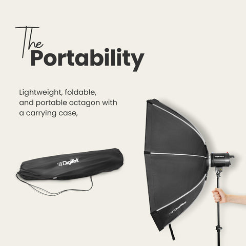 Digitek (DSB-65 Bowens) Octagon Soft Box with Bowens Mount Lightweight & Portable Soft Box Comes with Diffuser Sheets | Carrying Case. DSB-65 Bowens - Digitek