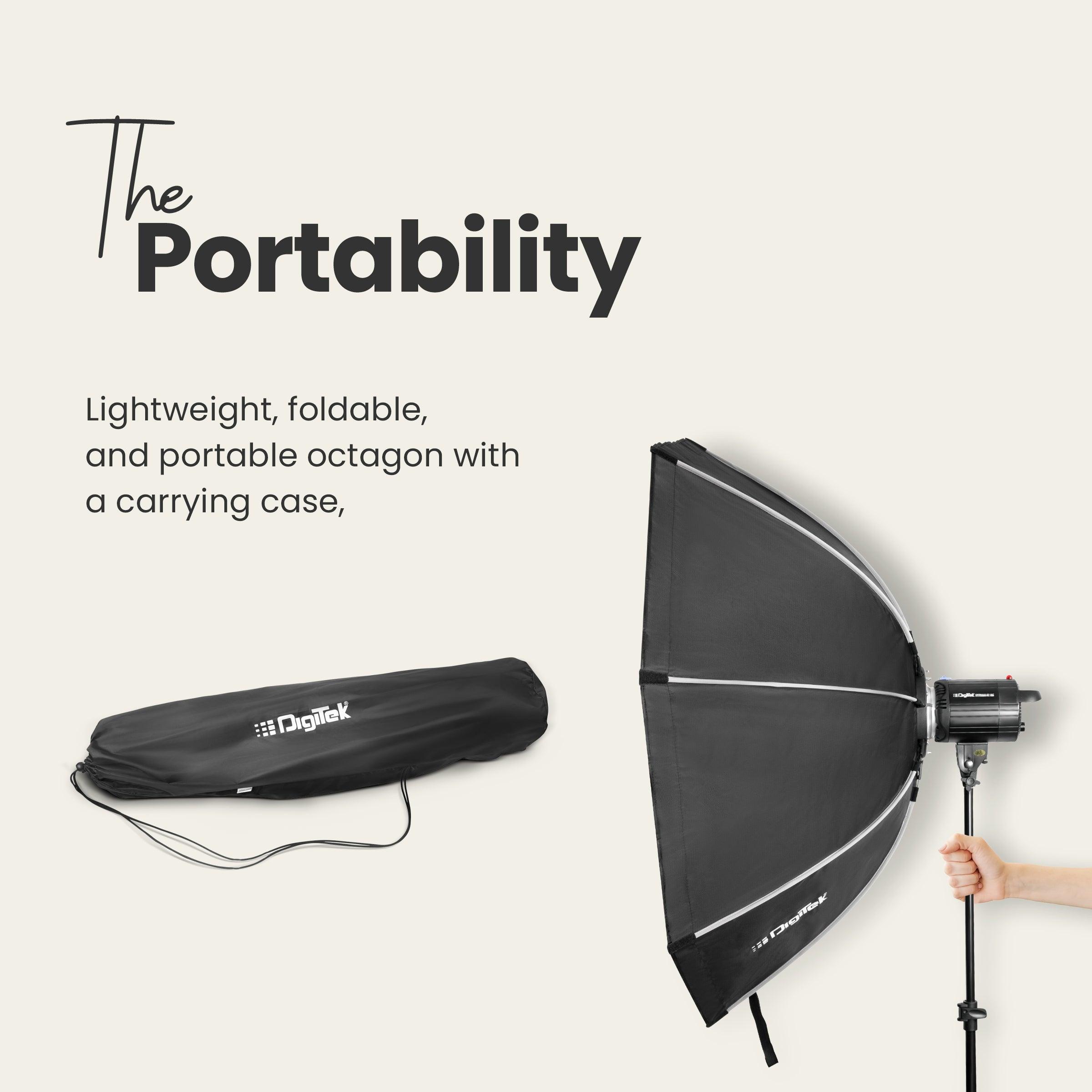 Digitek (DSBH-065) (65cm) Lightweight & Portable Soft Box Comes with S2 Type Bracket & 2 Diffuser Sheets | Carrying Case | Compatible with All Flash Speedlights - Digitek