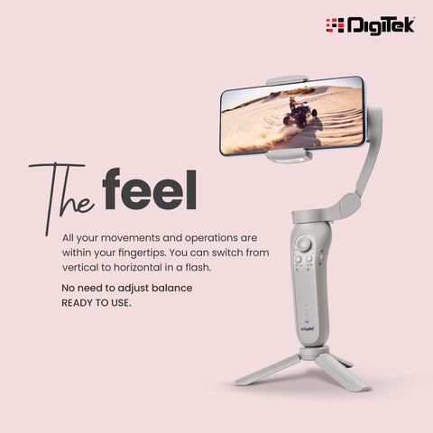 Digitek (DSG 007F) 3 Axis Handheld Steady Gimbal PTZ Camera Mount for All Smart Phones with Face & Object Tracking Motion, Various Time Lapse Features - Digitek