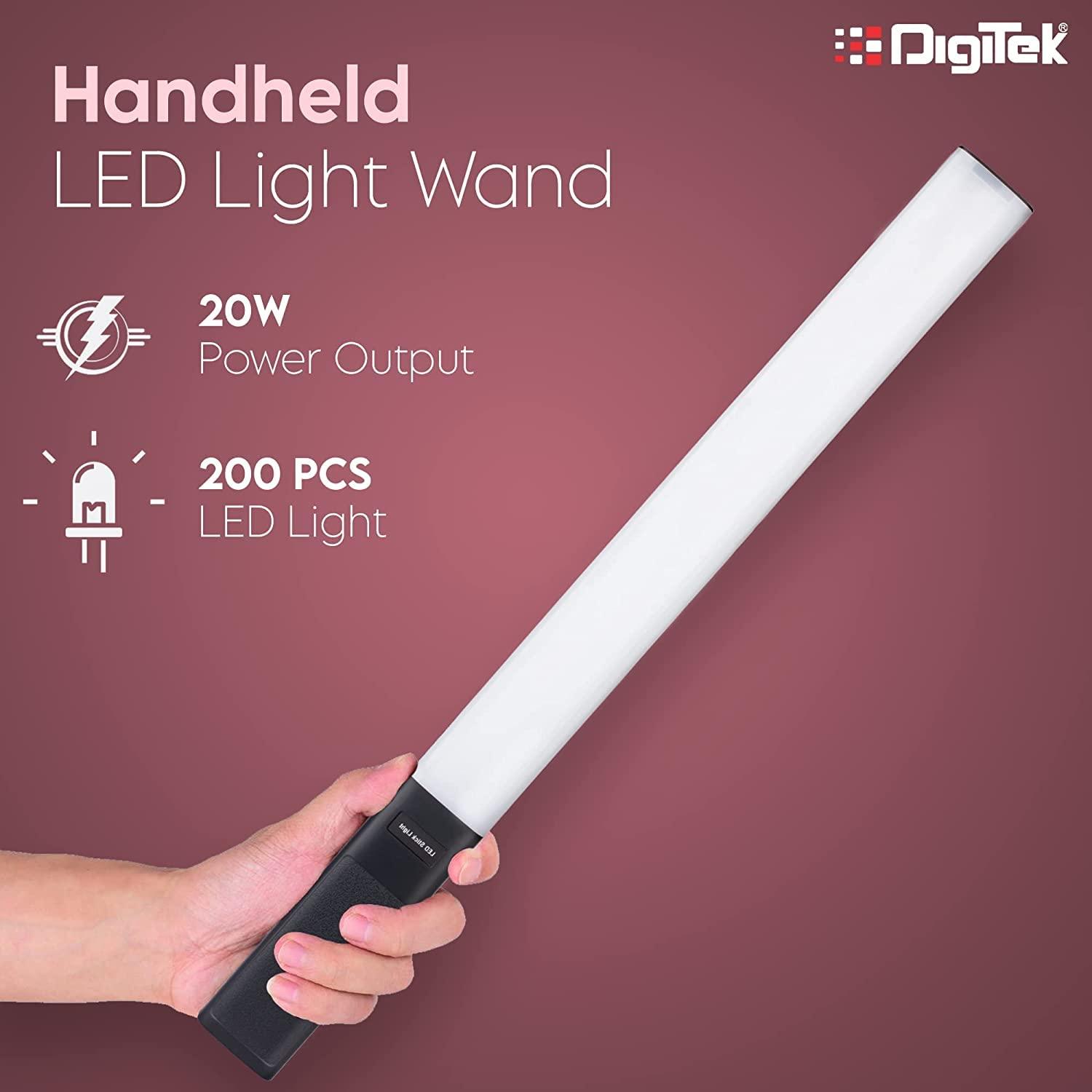 Digitek (DSL-20W Combo) Portable Handheld LED Light Wand with NP F750 Battery & Remote for YouTube, Photo-Shoot, Video Shoot, Live Stream, Makeup & More, Compatible with Smart Phone & Cameras. DSL-20W Combo - Digitek