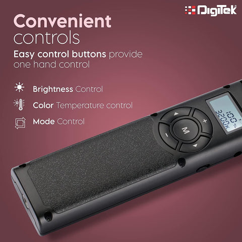 Digitek (DSL-20W Combo) Portable Handheld LED Light Wand with NP F750 Battery & Remote for YouTube, Photo-Shoot, Video Shoot, Live Stream, Makeup & More, Compatible with Smart Phone & Cameras. DSL-20W Combo - Digitek