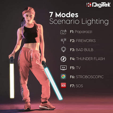 Digitek (DSL-20W Combo) Portable Handheld LED Light Wand with NP F750 Battery & Remote for YouTube, Photo-Shoot, Video Shoot, Live Stream, Makeup & More, Compatible with Smart Phone & Cameras. DSL-20W Combo - Digitek