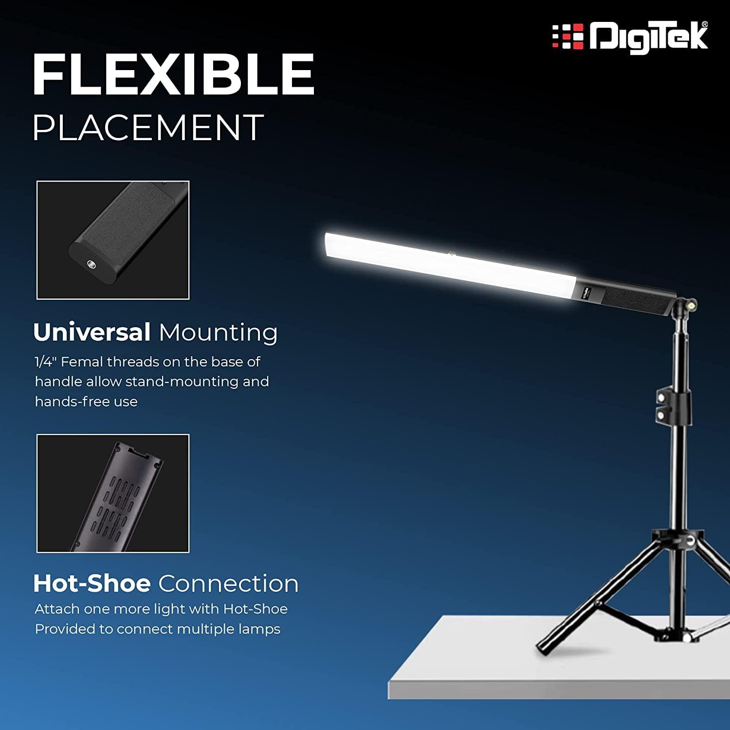 Digitek (DSL-20W RGB Combo) Portable Handheld RGB LED Light Wand with NP F750 Battery & Remote for YouTube, Photo-Shoot, Video Shoot, Live Stream, Makeup & More,...DSL-20W RGB Combo - Digitek
