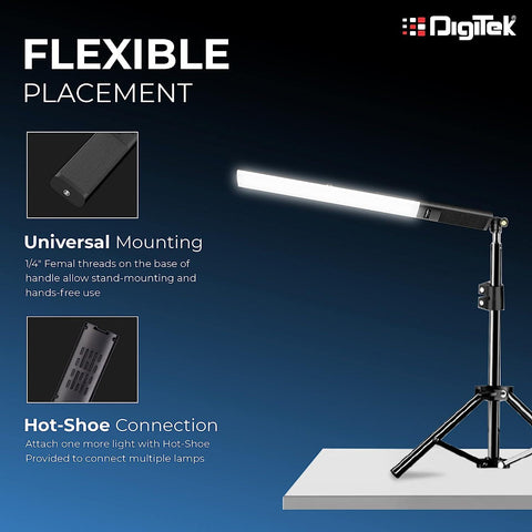 Digitek (DSL-20W RGB) Portable Handheld RGB LED Stick Light Wand with Remote for YouTube, Photo-Shoot, Video Shoot, Live Stream, Makeup & More, Compatible with iPhone/ Android Phones & Cameras. - Digitek