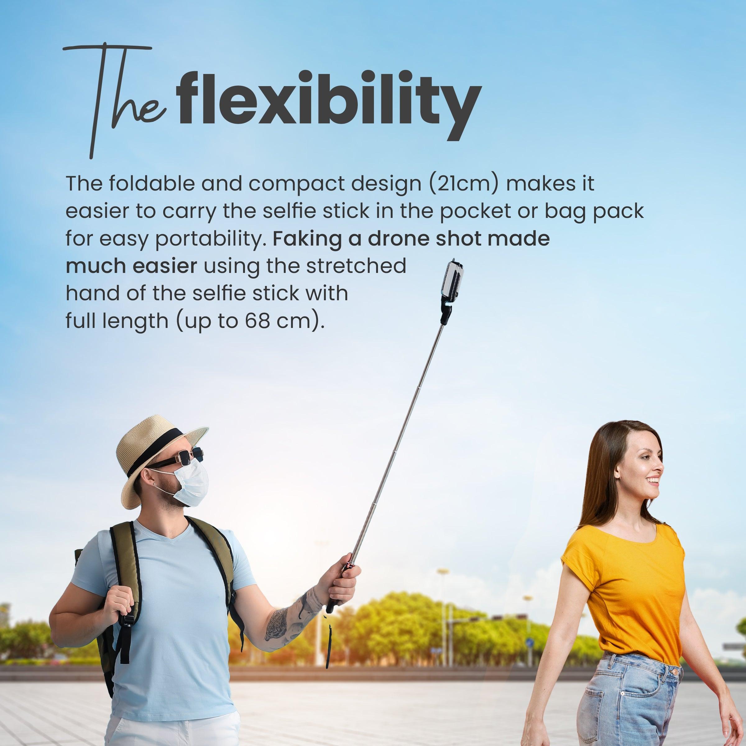 Digitek (DTR-210SS) Portable Selfie Stick with Wireless Remote and 3 Legs Tripod Base, Compatible for iPhone/OnePlus/Samsung/Vivo/Oppo and All Smartphones - Digitek