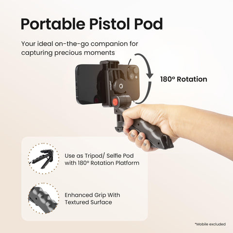 Digitek DTR-220 Mini Table Top Tripod with Pistol Grip Handle & Remote, Portable & Lightweight, Ideal for Longer Duration Shoot - Digitek