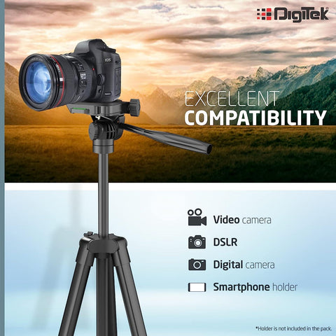 Digitek (DTR 480LW) (57 Inch) Portable Lightweight Aluminium Tripod For DSLR Cameras & Mobile With Carry Bag - Digitek