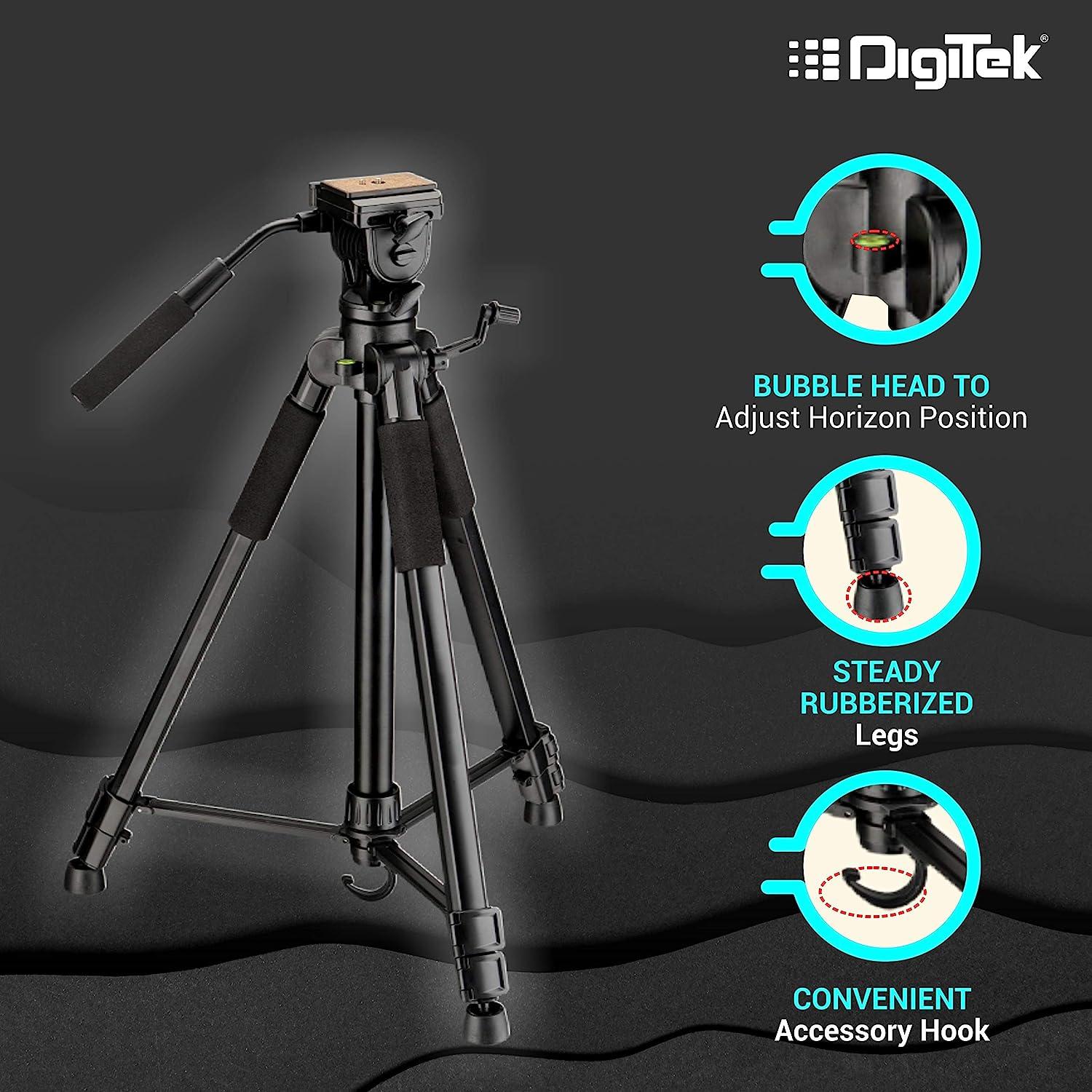 Digitek (DTR 690 VD PRO) (208 cm) Lightweight Tripod (Maximum Load up to 3kgs), 6.85 Feet Tall Digital SLR & Video Cameras, Made Aluminium Material - Digitek