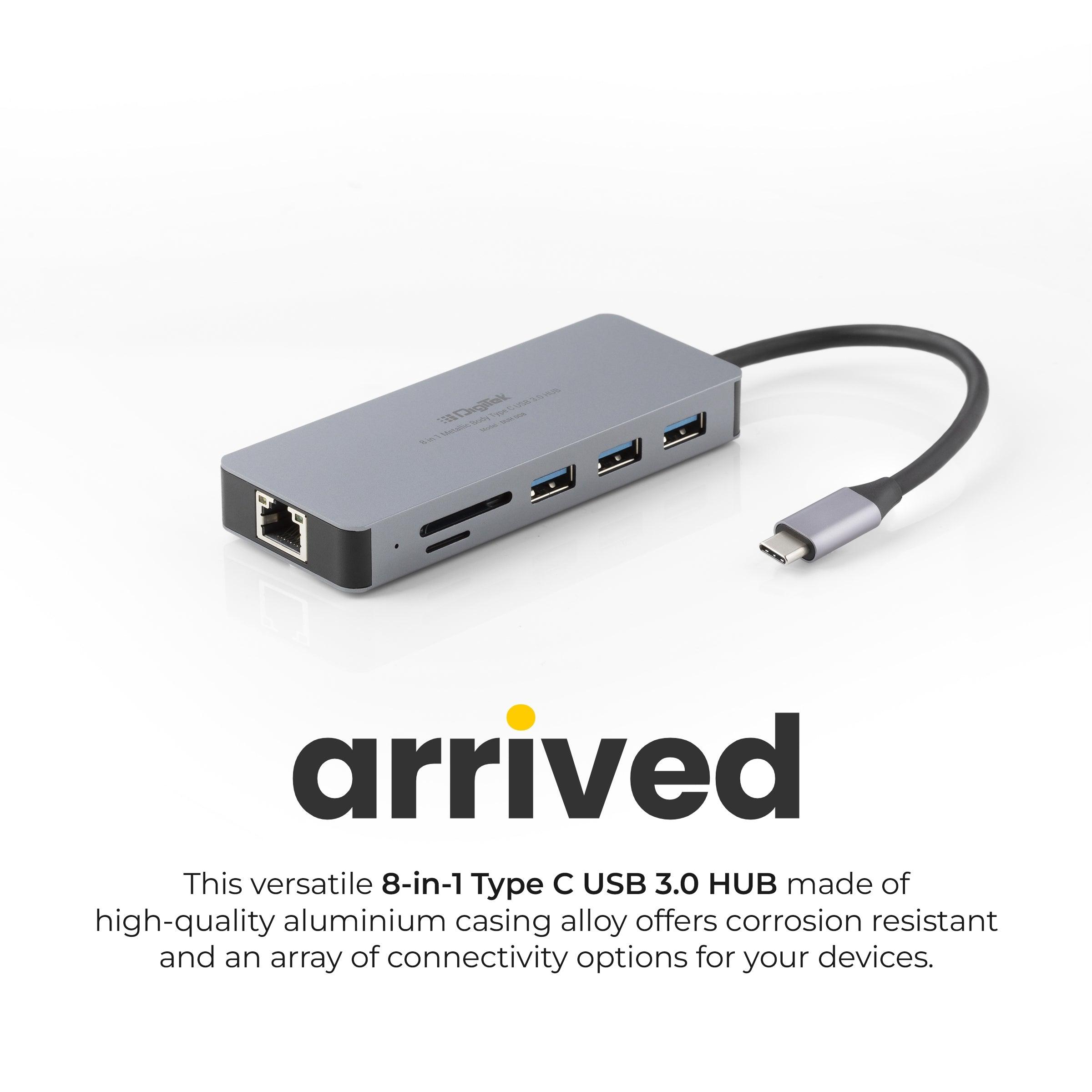 Buy Digitek (DUH 008) USB C Type HUB 8 in 1 Adapter, Aluminium Multi Port  Online Best Prices