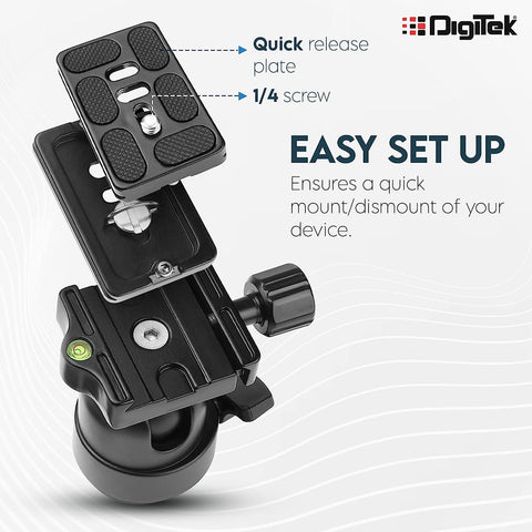 Digitek (DVH-002) Digitek Lightweight Ball Head with Quick Release Plate - Digitek