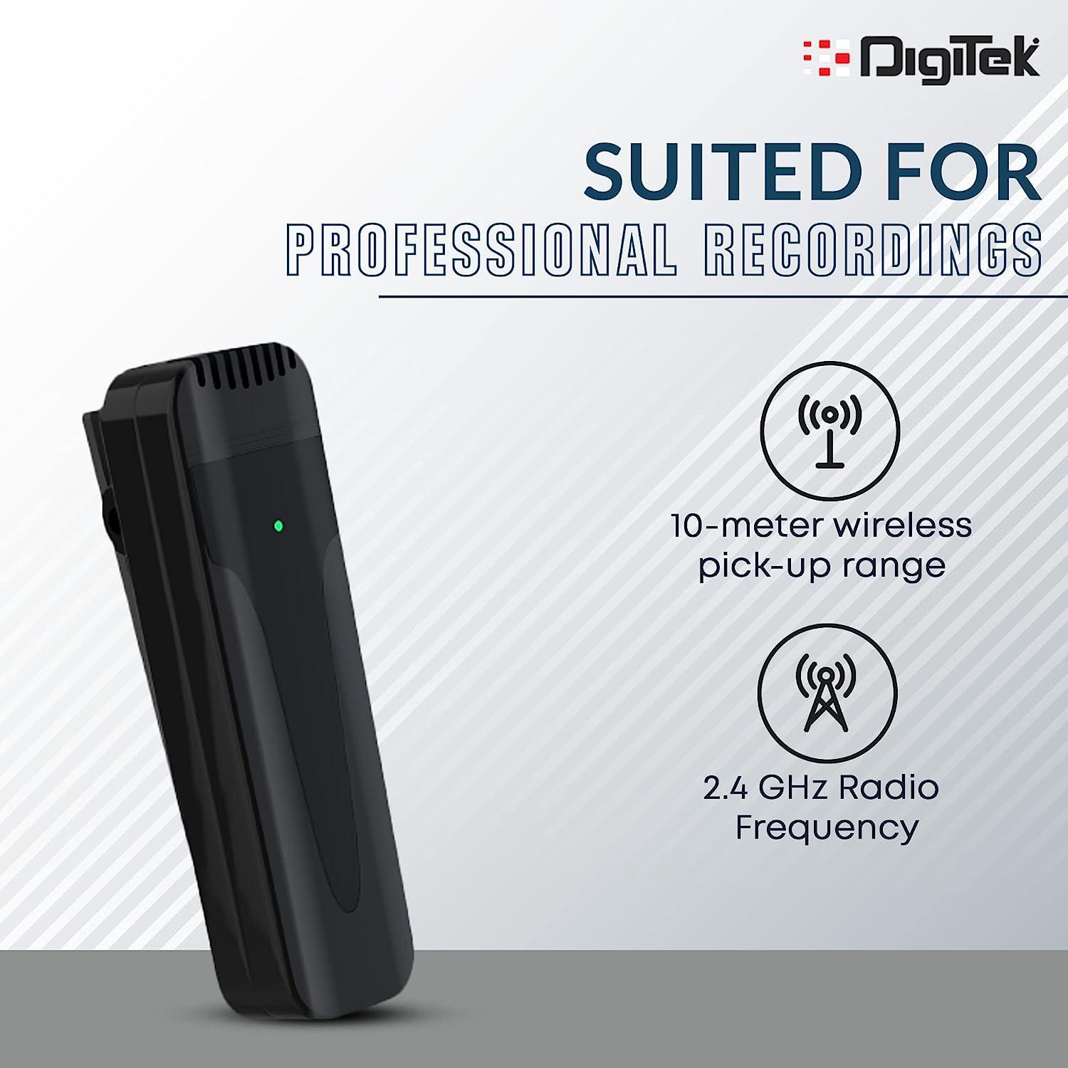 Digitek (DWM-005) Wireless Microphone with Aux Connector, Compatible for Noise Cancellation Mic Suitable - Digitek