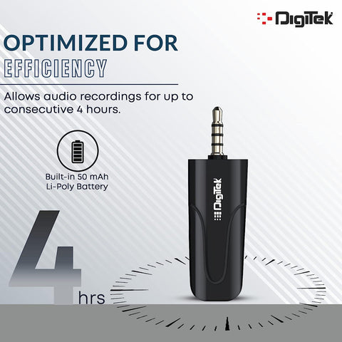 Digitek (DWM-005) Wireless Microphone with Aux Connector, Compatible for Noise Cancellation Mic Suitable - Digitek