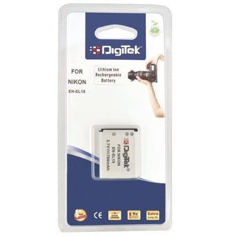 Digitek (EN-EL19) 700 mAh ENEL 19 Rechargeable Lithium Ion Battery for Nikon Camera (Black) - Digitek