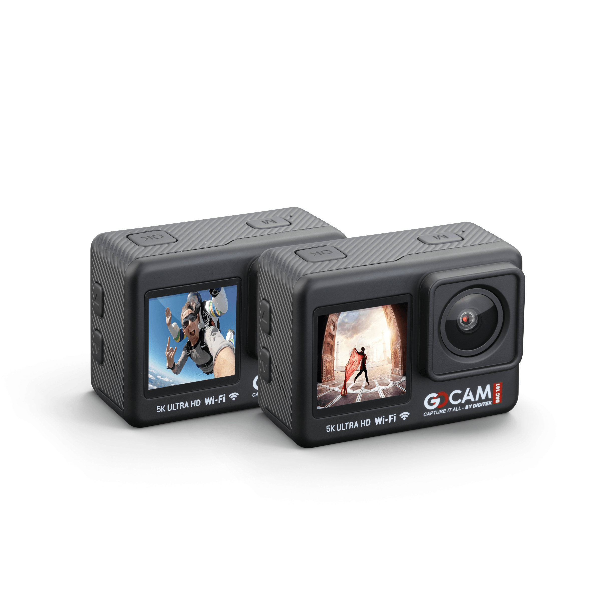 Digitek GoCAM (DAC-101) 5K 30FPS 48MP WiFi Ultra HD Sports Action Camera| Dual TouchScreen|6-Axis Gyro EIS Stabilization | MIC Support Waterproof | 2 Batteries (Black) - Digitek