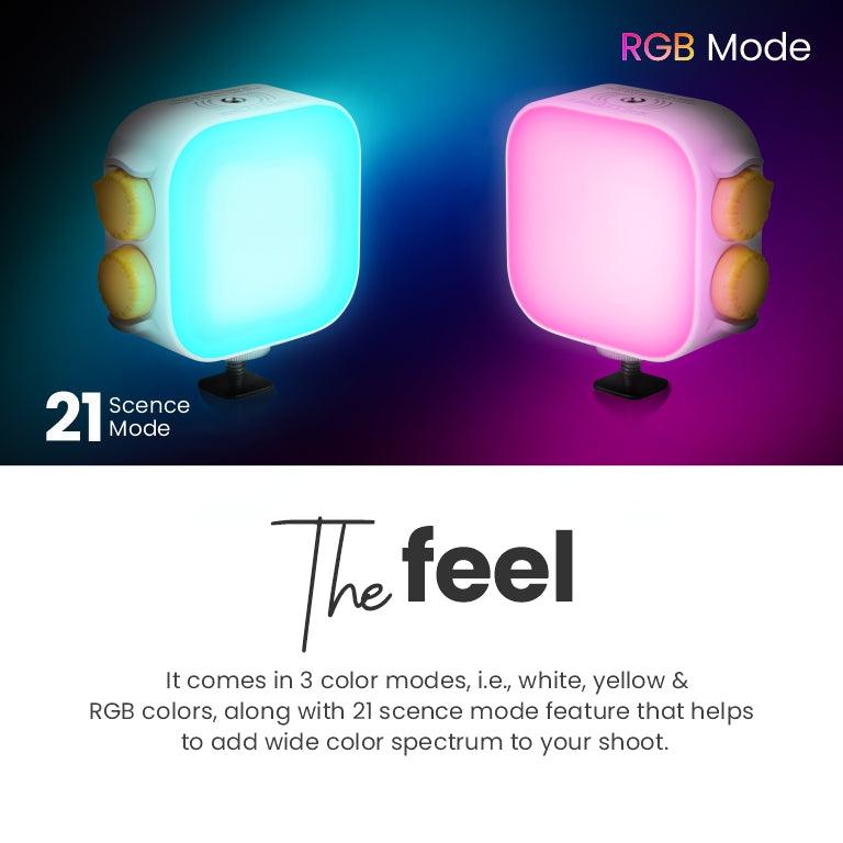 Digitek (LED-D10W) RGB Video, LED Camera Light 360° Full Color Portable Photography Lighting with 3 Cold Shoe, 2000mAh Rechargeable CRI 95+ 2500-9000K Dimmable Panel Lamp Support Magnetic Attraction. - Digitek