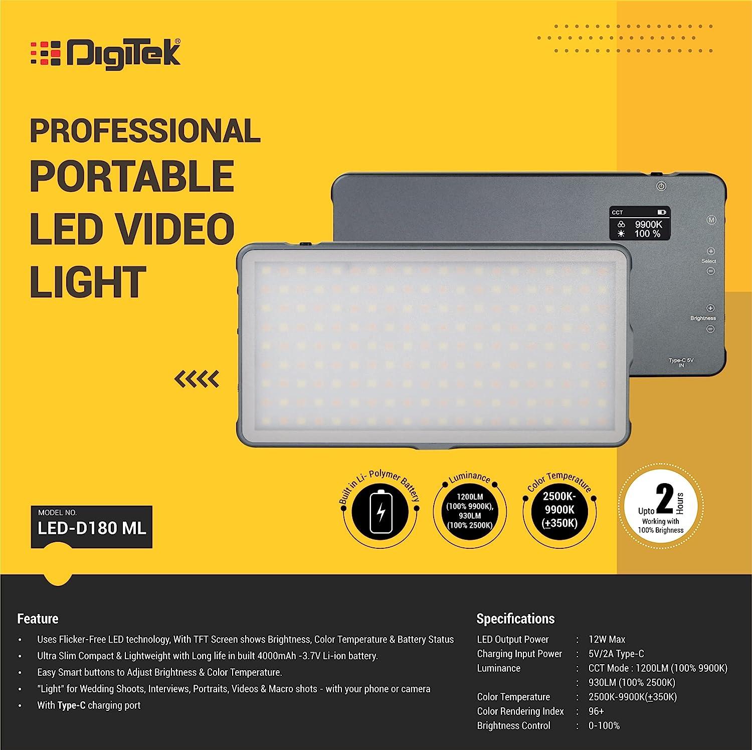 Buy Digitek (LED-D180 ML) Portable Professional LED Video Light with 21 ...