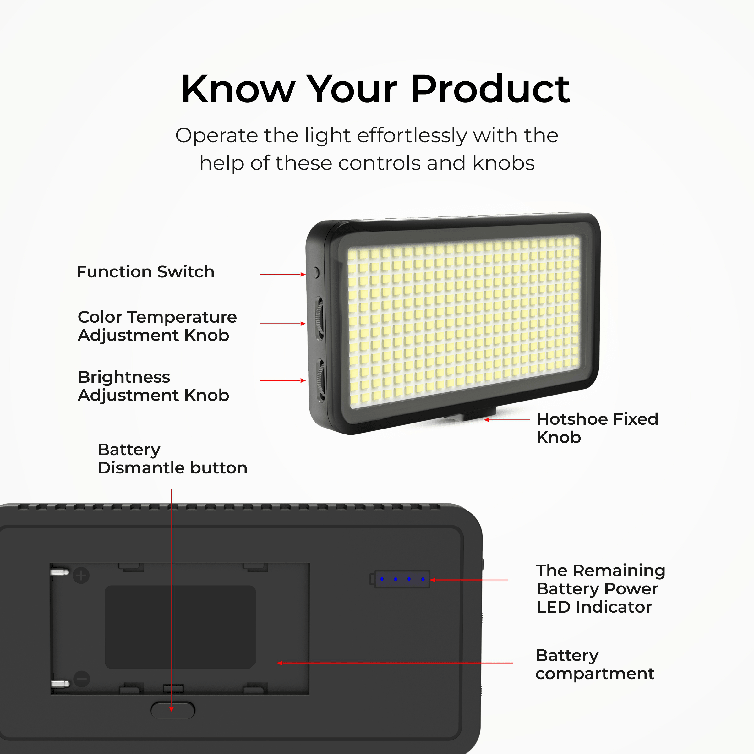 Digitek (LED-D300) Ultra Slim Portable Professional LED Video Light Multi Scene Lightening & Colour Temperature & Brightness Control - Digitek