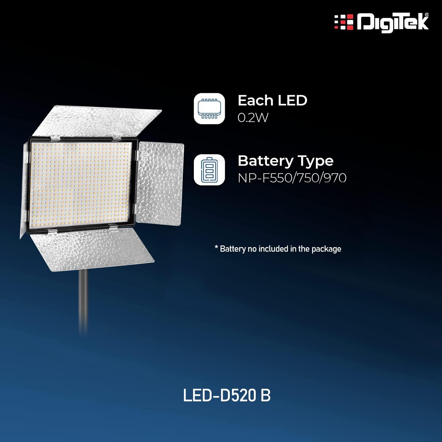 Digitek (LED-D520 B) Professional LED 37W Video Light Compatible with Tripods, Monopods, Cameras, Table Stand & Camcorder, for YouTube Video, Product Photography, Makeup Shoot Proudly Make in India - Digitek