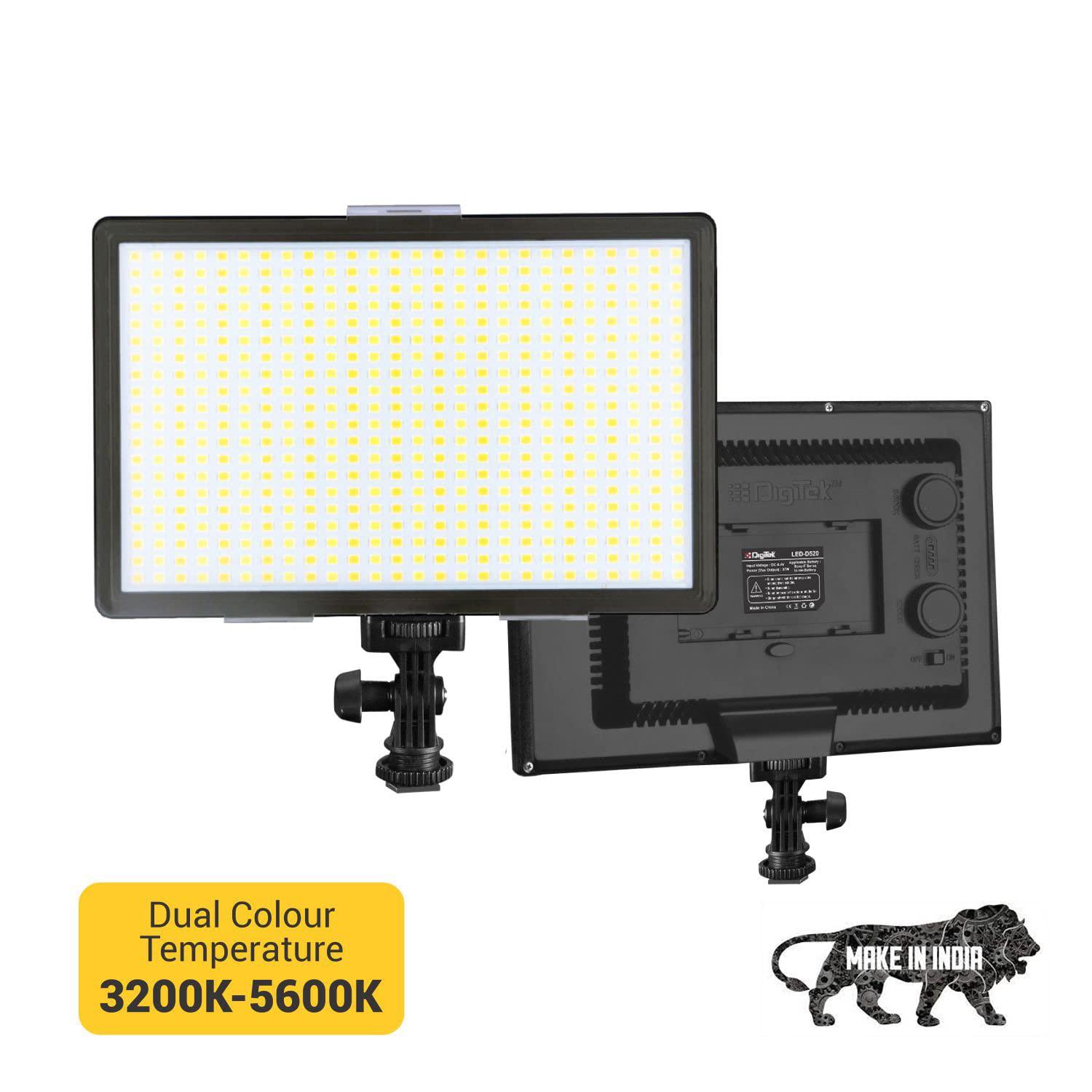 Digitek (LED-D520 WB) Professional LED 37W Video Light Compatible with Tripods, Monopods, Cameras, Table Stand & Camcorder, for YouTube Video, Product Photography, Makeup Shoot Proudly Make in India - Digitek