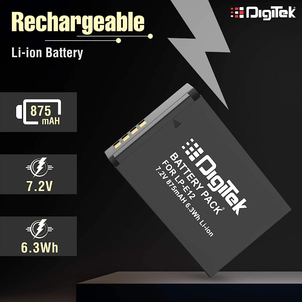 Digitek LP-E12 Camera Battery | 875mAh, Leakproof & Canon EOS M