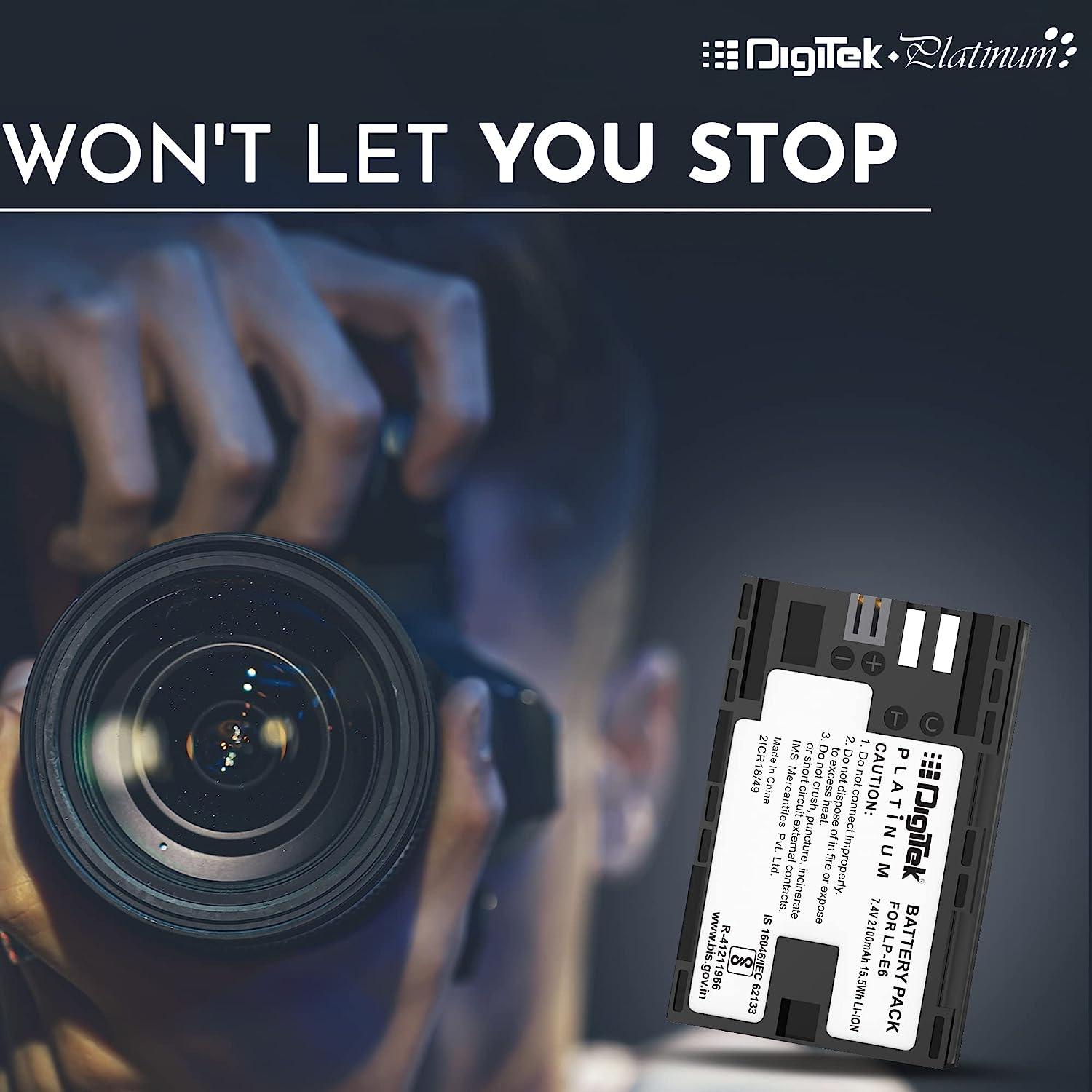 Digitek (LP-E6 Platinum) 2100mAh Rechargeable Lithium-ion Battery for Canon DSLR Camera | Compatibility - EOS SD Mark III, Mark II, EOS 7D, EOS 6D, 60D, 70D - Digitek