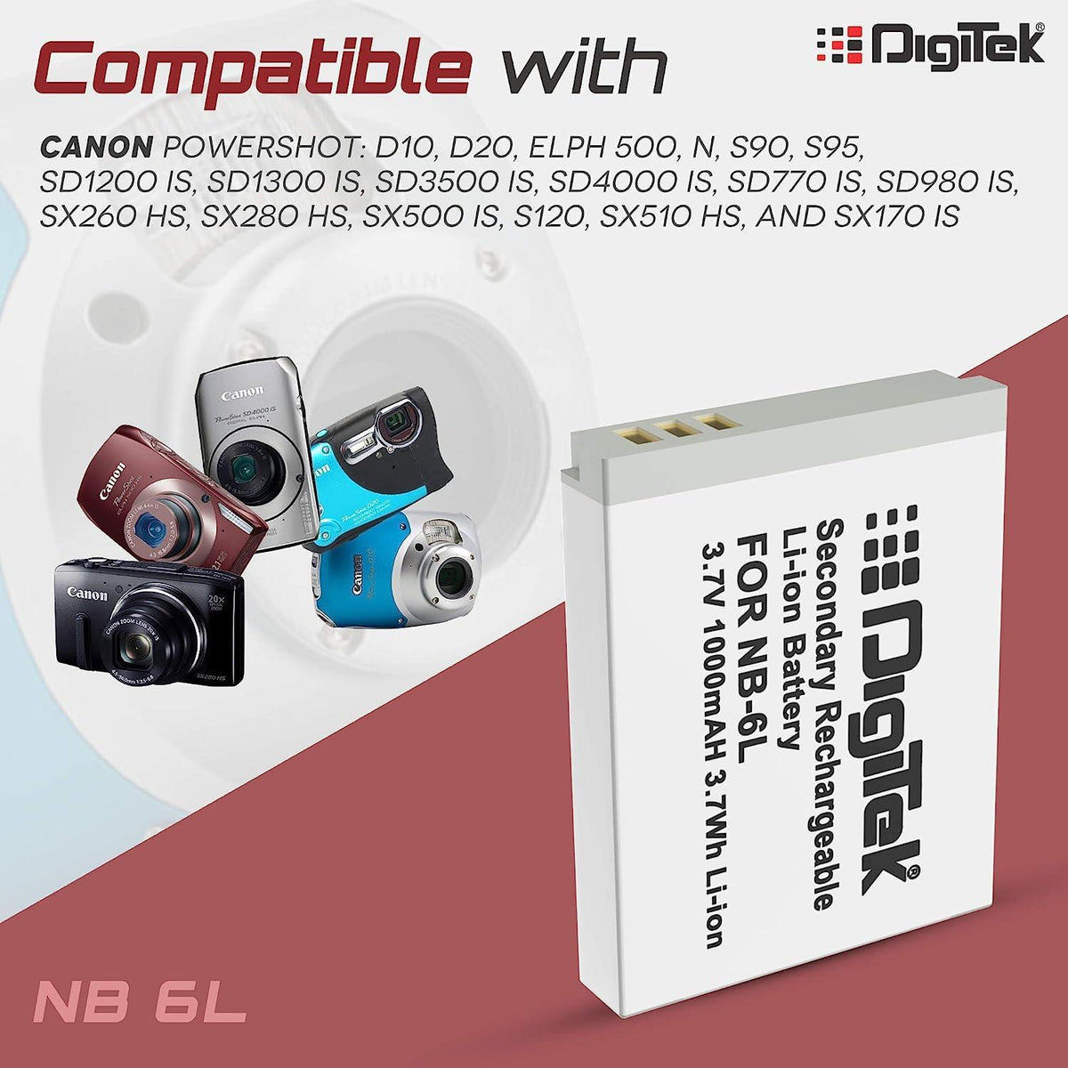 Buy Digitek Lithium-Ion Rechargeable for Canon DSLR Camera Battery NB ...