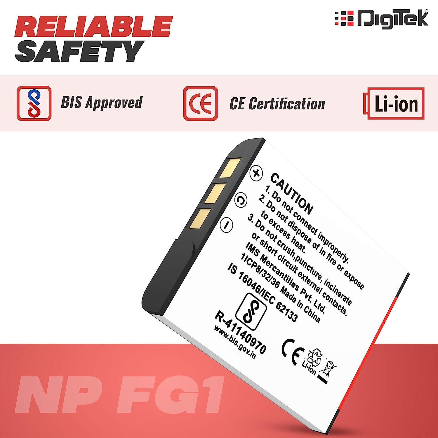 Digitek (NP-BG1) Lithium-ion Rechargeable Battery for Sony Cyber Shot Digital Camera | Compatibility - W80, W100, W130. W70, W30, and W55 - Digitek