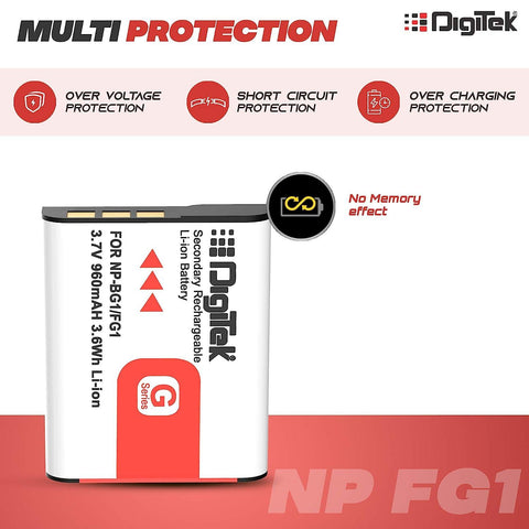 Digitek (NP-BG1) Lithium-ion Rechargeable Battery for Sony Cyber Shot Digital Camera | Compatibility - W80, W100, W130. W70, W30, and W55 - Digitek