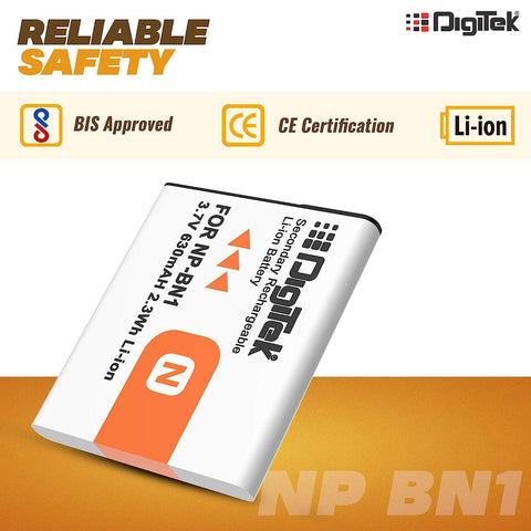 Digitek (NP-BN1) 630 mAh Rechargeable Battery Packs for Nikon Digital Camera | Compatibility - TX7-W-390, W-380, W-370, W-350, W-330, W-310 - Digitek