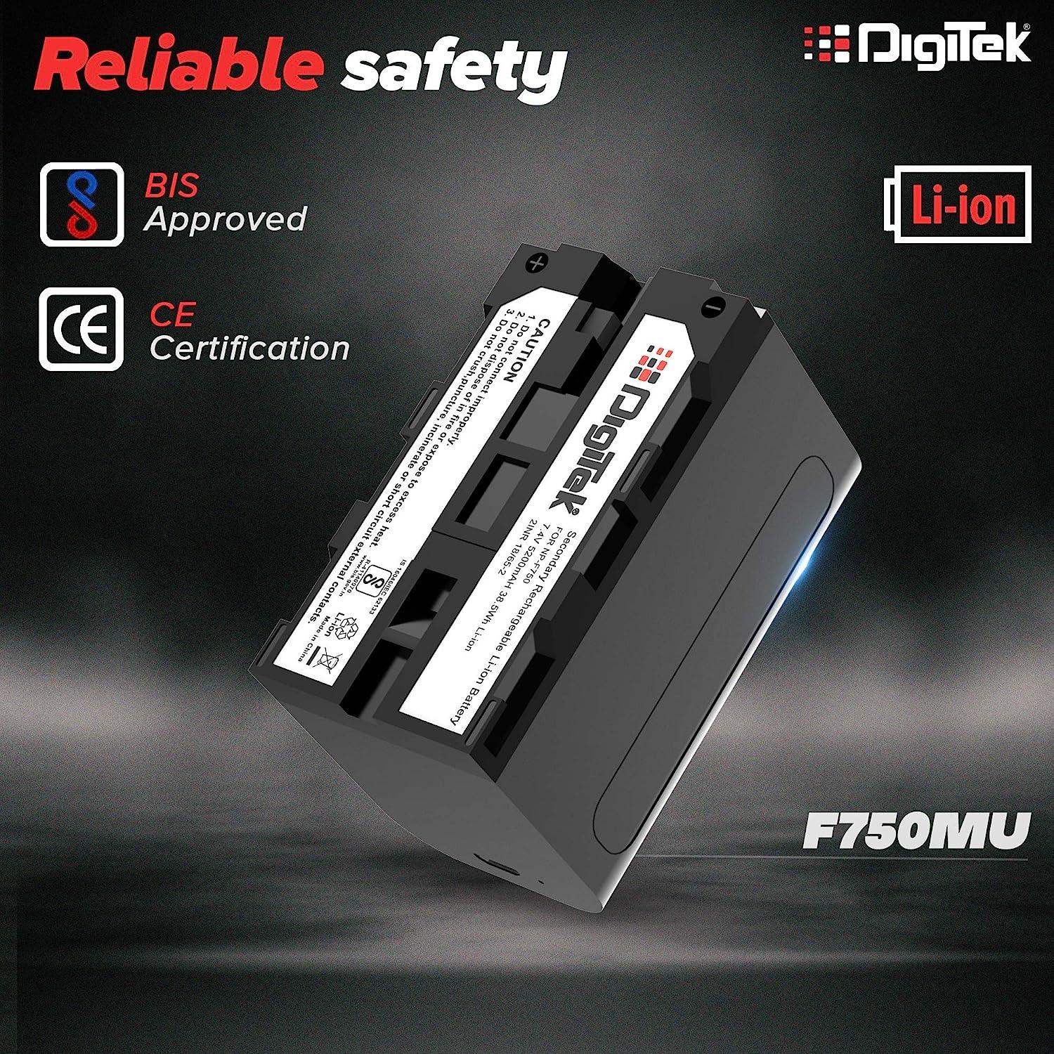Digitek (NP F750 MU) Lithium-ion Rechargeable Battery Packs for Sony Digital Camera | Compatibility - CCD-TRV215, TR917,TR315, HDR-FX 1000, FX7, HVR-V1U, Z7U, Z5U Camcorder - Digitek