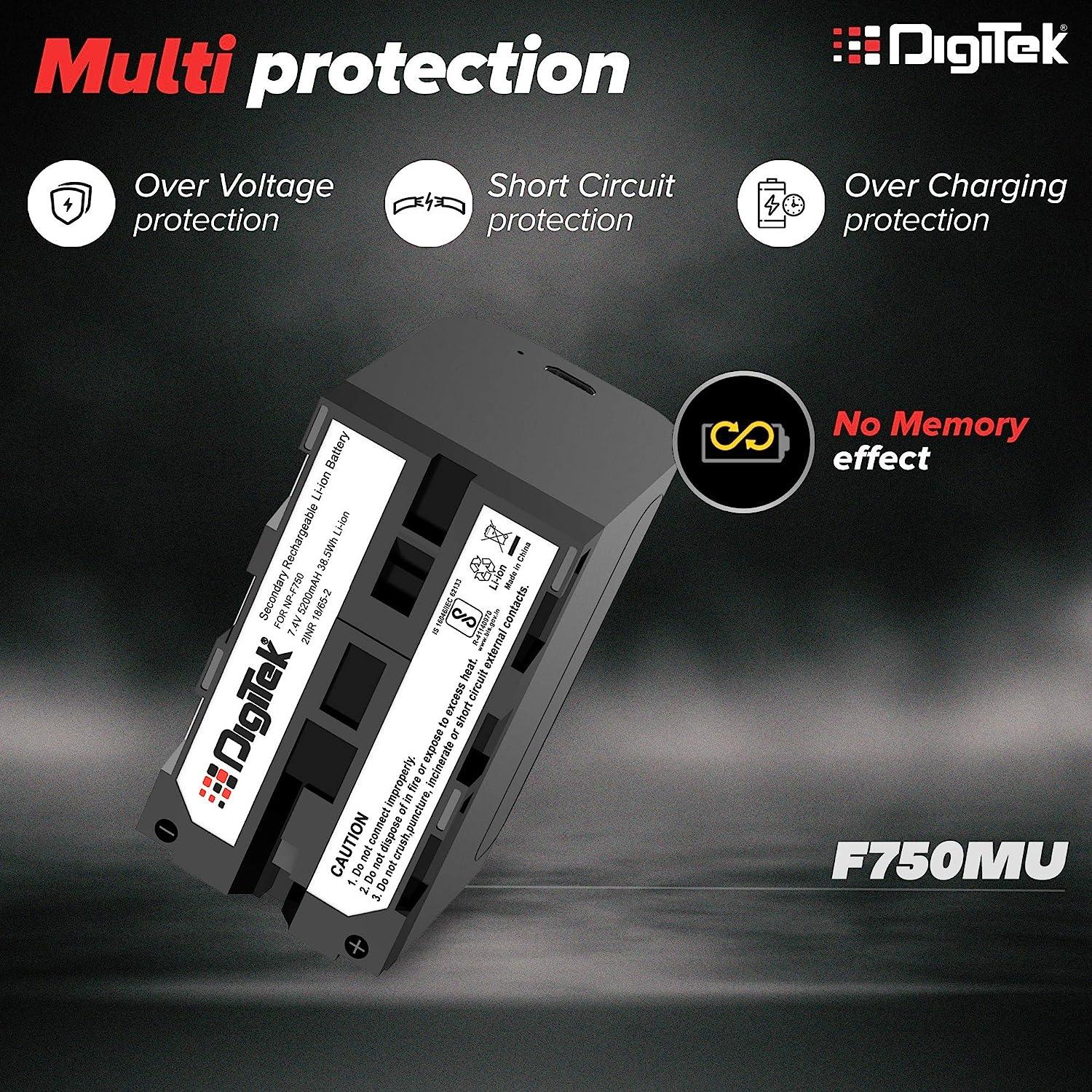 Digitek (NP F750 MU) Lithium-ion Rechargeable Battery Packs for Sony Digital Camera | Compatibility - CCD-TRV215, TR917,TR315, HDR-FX 1000, FX7, HVR-V1U, Z7U, Z5U Camcorder - Digitek