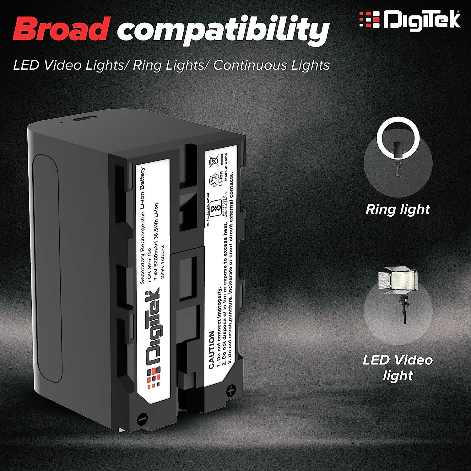 Digitek (NP F750 MU) Lithium-ion Rechargeable Battery Packs for Sony Digital Camera | Compatibility - CCD-TRV215, TR917,TR315, HDR-FX 1000, FX7, HVR-V1U, Z7U, Z5U Camcorder - Digitek