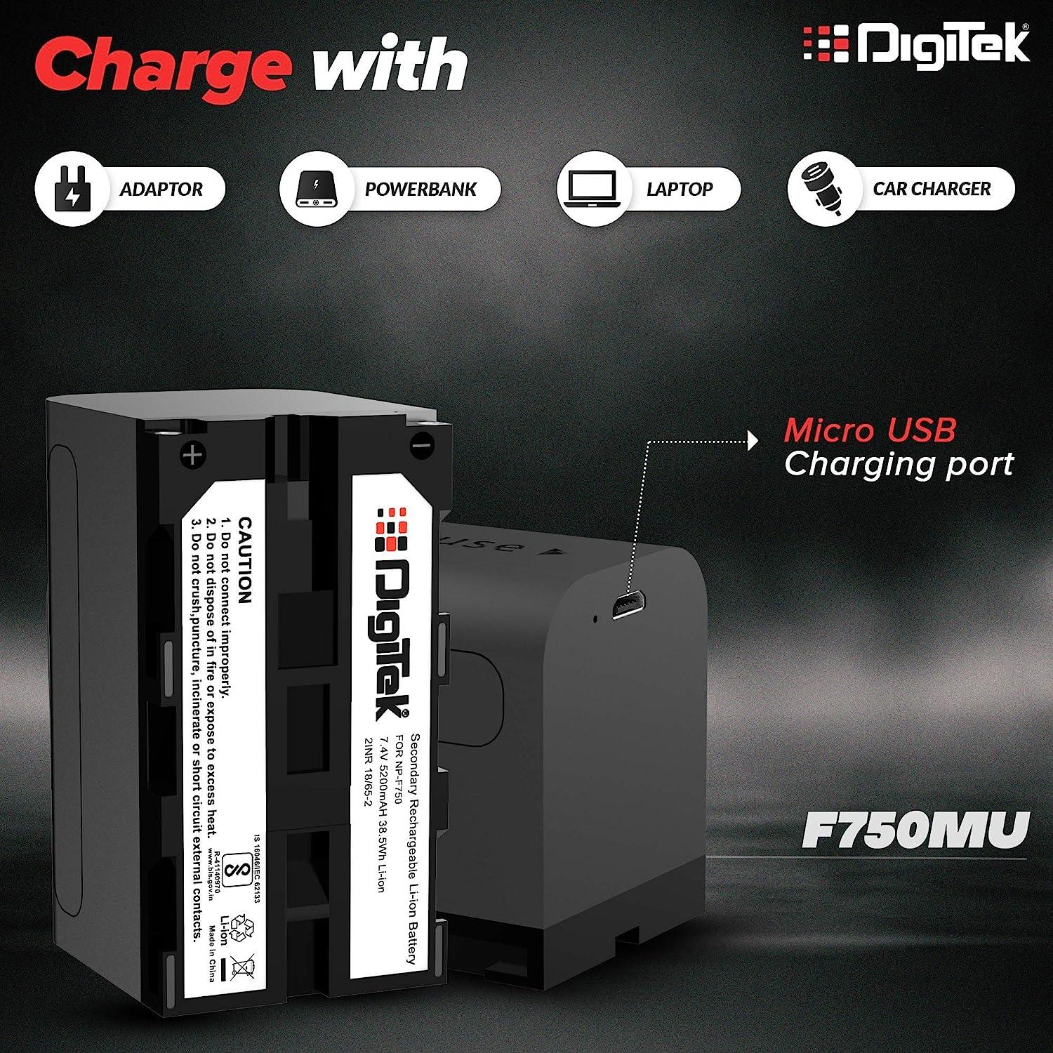 Digitek (NP F750 MU) Lithium-ion Rechargeable Battery Packs for Sony Digital Camera | Compatibility - CCD-TRV215, TR917,TR315, HDR-FX 1000, FX7, HVR-V1U, Z7U, Z5U Camcorder - Digitek