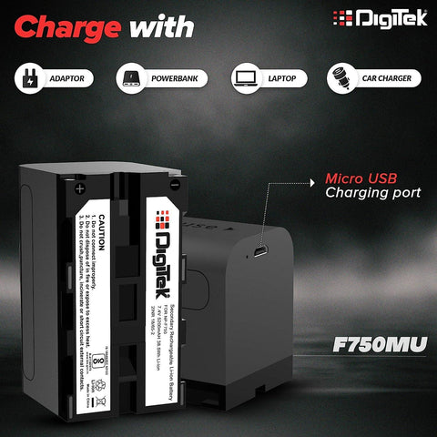 Digitek (NP F750 MU) Lithium-ion Rechargeable Battery Packs for Sony Digital Camera | Compatibility - CCD-TRV215, TR917,TR315, HDR-FX 1000, FX7, HVR-V1U, Z7U, Z5U Camcorder - Digitek