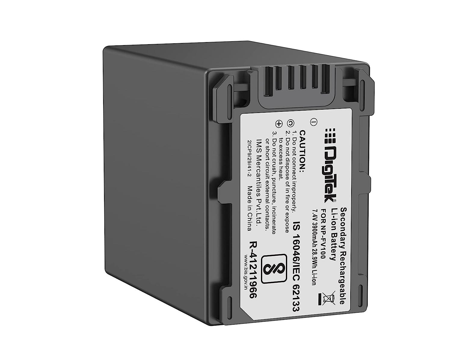 Digitek (NP FV100) 3900mAh Extra Power Secondary Rechargeable Li-ion Camera Battery for Sony FDR-AX53,FDR-AX700,HDR-CX455,HDR-CX675,DCR-SR21,DCR-SR60,DCR-SR68,DCR-SR88 Camera - Digitek