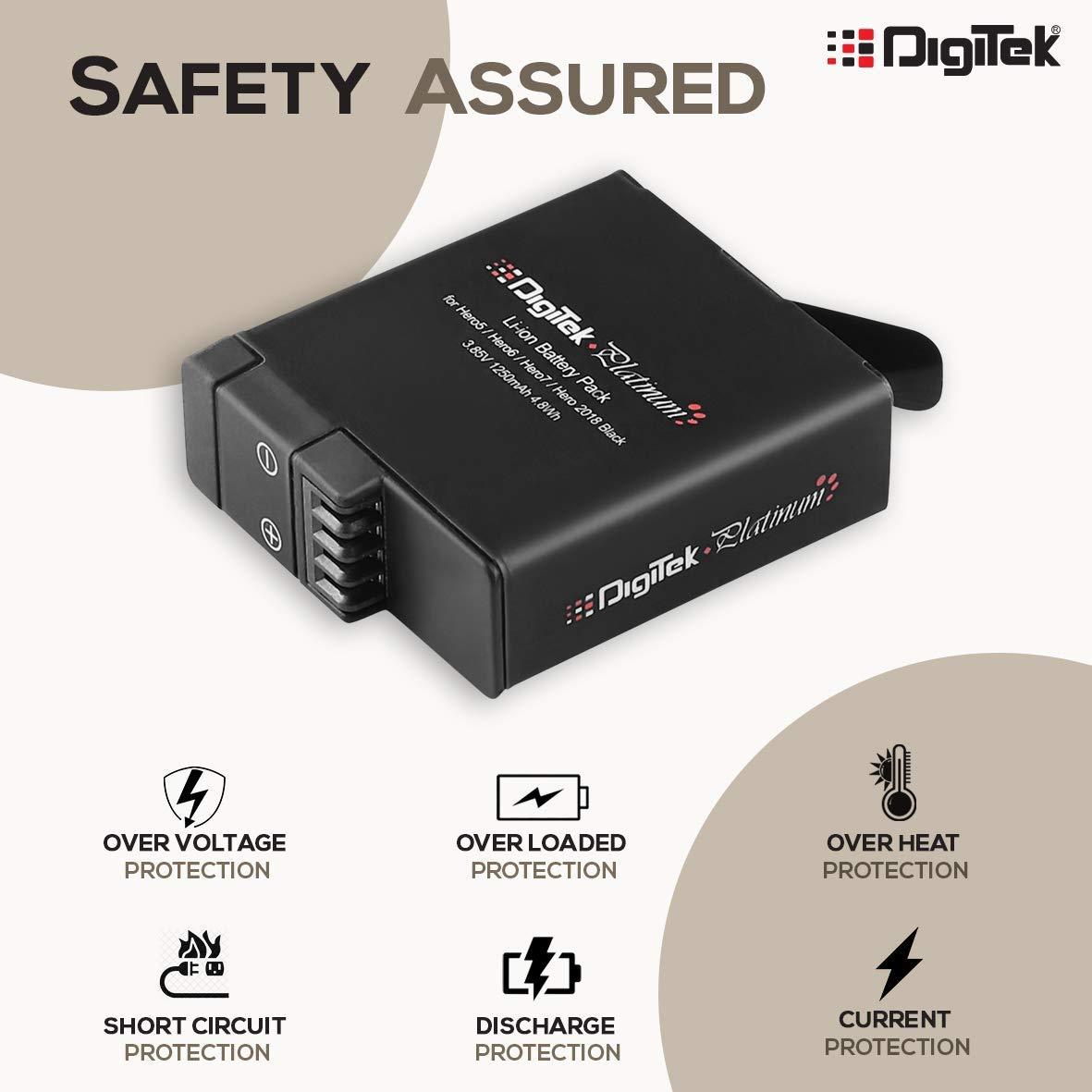 Digitek Platinum (DBG 567 Go Pro) Rechargeable Battery | Compatible with Hero-5, Hero-6, Hero-7, Hero-2018 | Capacity 1250mAh (DBG 567) - Digitek
