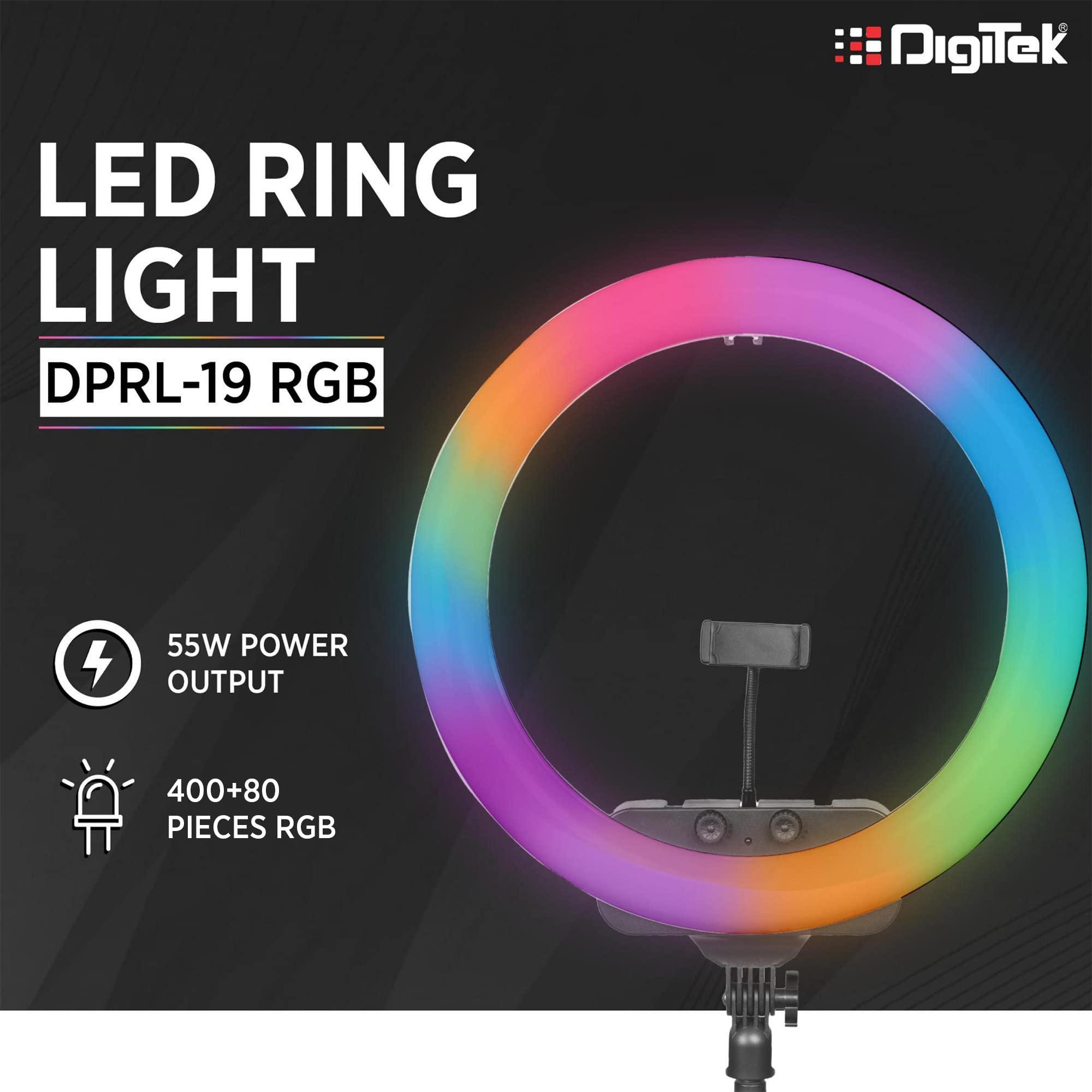 Digitek Platinum (DPRL-19 RGB) Professional RGB 45CM Big LED Ring Light with 480 Pcs SMD LED (More Brightness) & 2 Color Temperature for YouTube Streaming Photo Video Shoot Makeup & Vlogging & More - Digitek