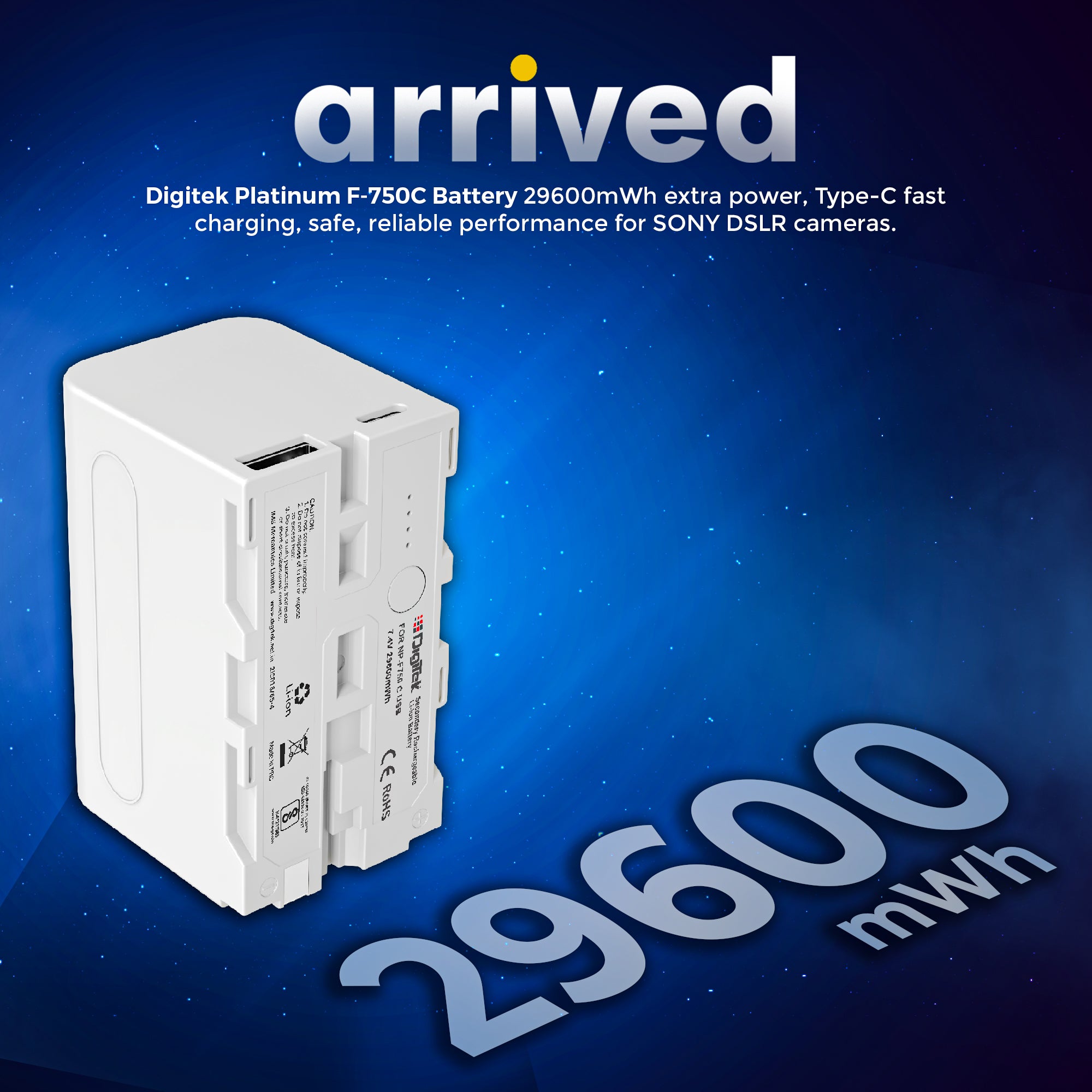 Digitek for Sony NP-F750C/ NP-F770 Type-C Camera Battery 7.4V.