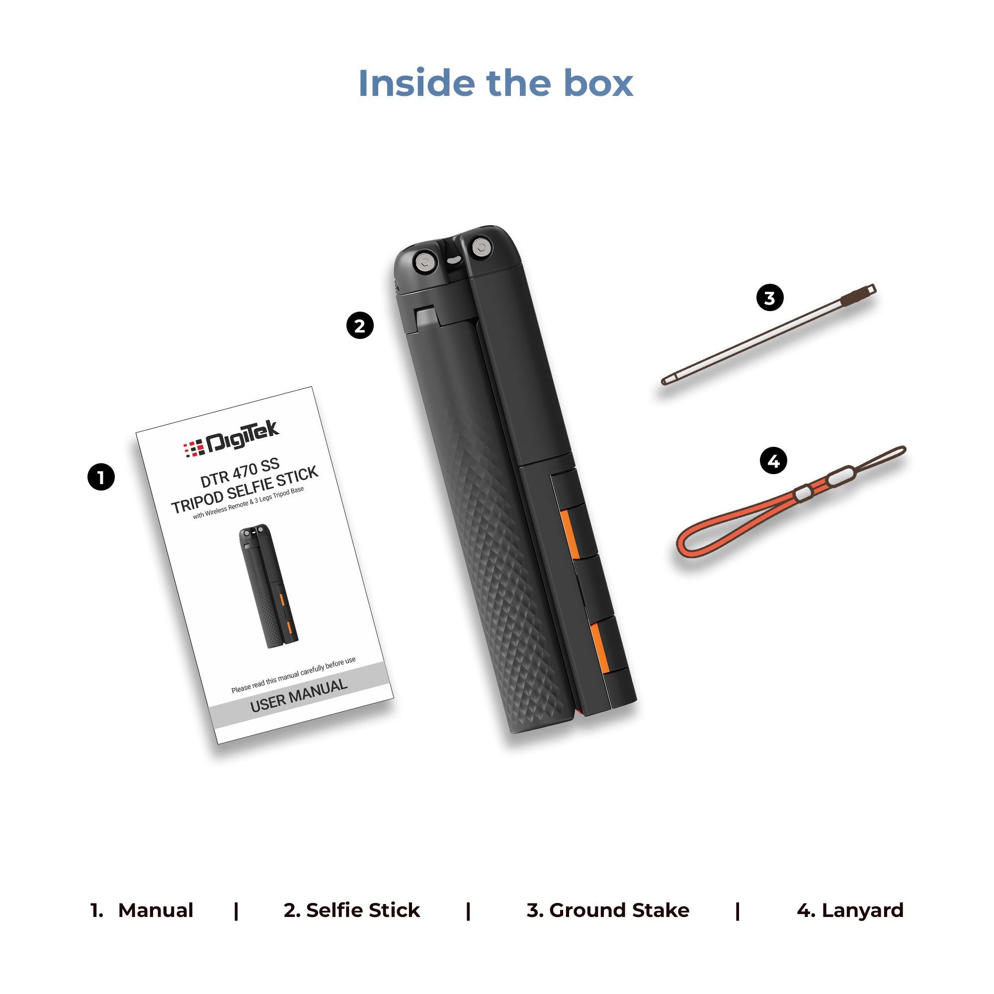 Digitek (DTR 470SS) Foldable Tripod Selfie Stick with Wireless Remote & 3 Leg Tripod Base, 4.67 Ft Max Height, 360 Degree Rotation, Use with Smartphone for Vlogging, Reels, Travel & Content Creation